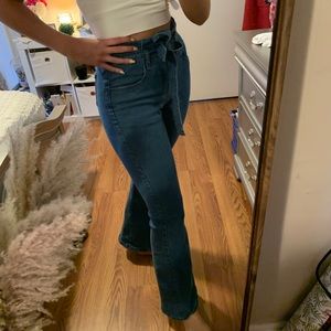 Bell bottom high rise denim jeans